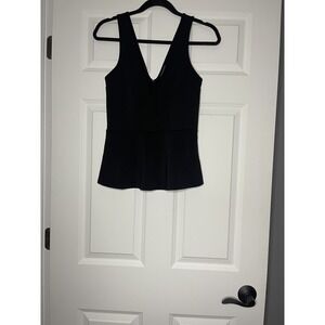 Express sleeveless V Neck Peplum Tank Top  black small zips in back nwt
